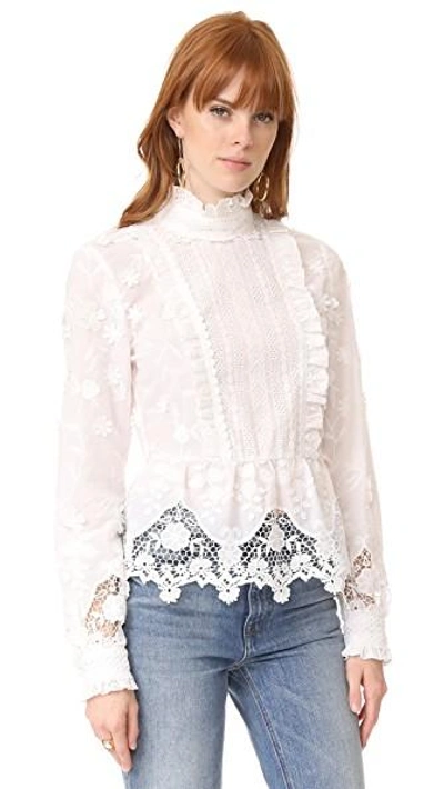 Shop Anna Sui Daisy Fields Eyelet Top In White