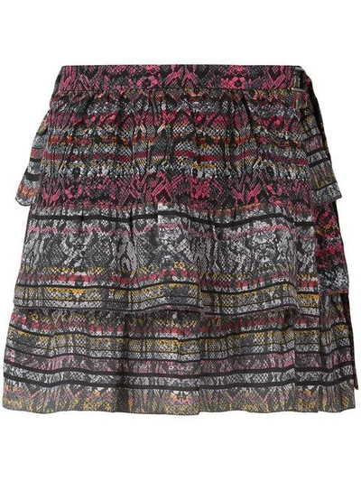 Iro Snake-print Tiered Skirt In Coral Pink