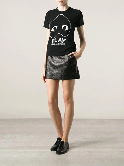 Shop Comme Des Garçons Play Upside Down Logo Print T-shirt