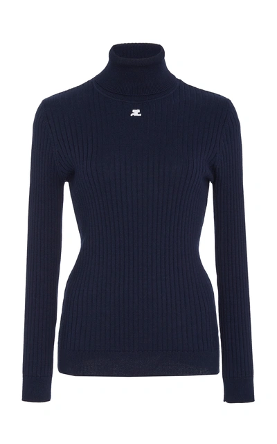 Courrges Cotton And Cashmere-blend Sweater