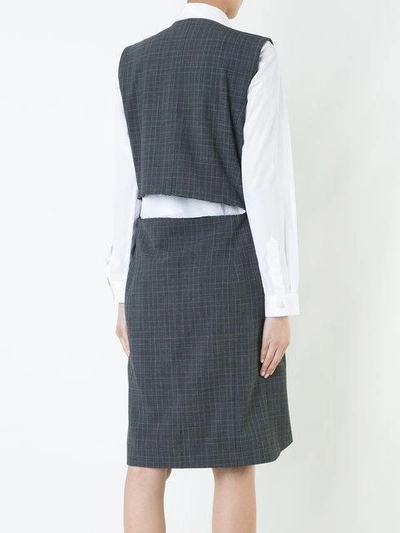 Shop Rokh Glen-check Asymmetric Dress In Grey