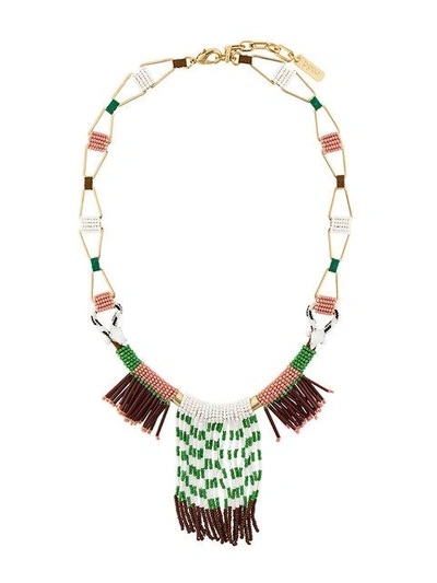 Shop Radà Fringed Elongated Necklace In Green