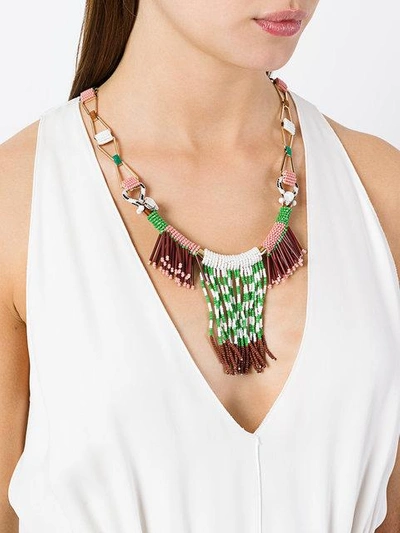 Shop Radà Fringed Elongated Necklace In Green