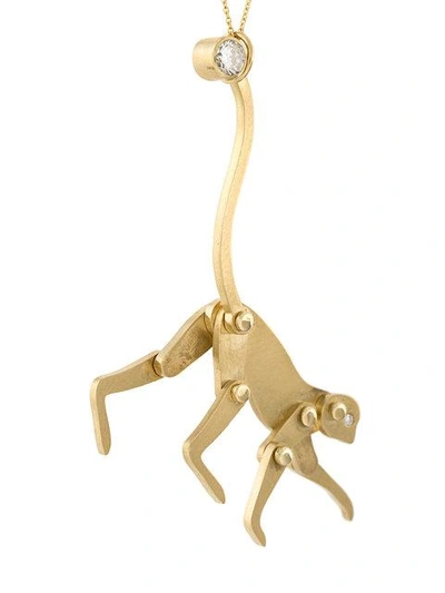 Shop Marc Alary Diamond Monkey Pendant Necklace In Metallic
