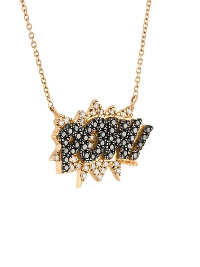 Shop Diane Kordas Pow Diamond Necklace In Black