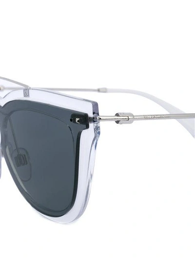 Shop Valentino Eyewear  Garavani Rockstud Embellished D-frame Sunglasses - Grey