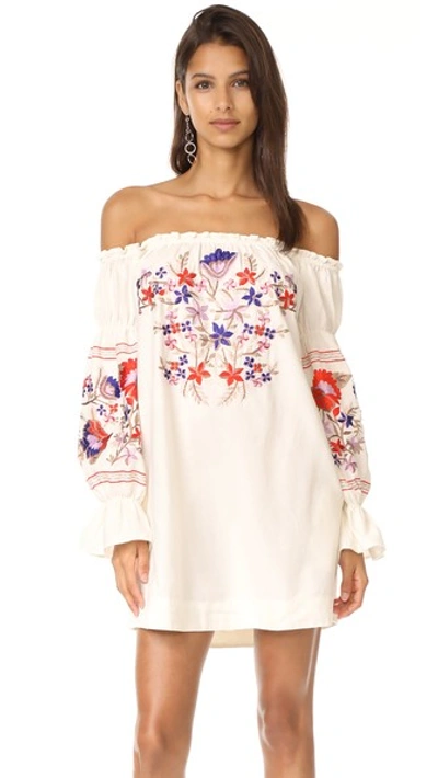 Free People Fleur Du Jour Off-the-shoulder Dress In White