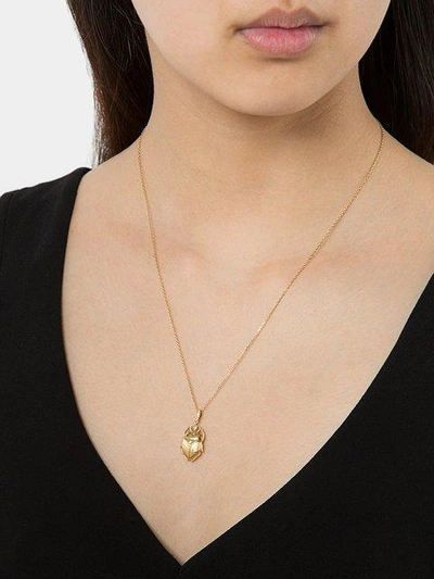 Shop Aurelie Bidermann Beetle Pendant In Yellow