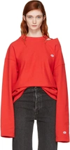 VETEMENTS Red Champion Edition Cut-Out Neckline Sweatshirt