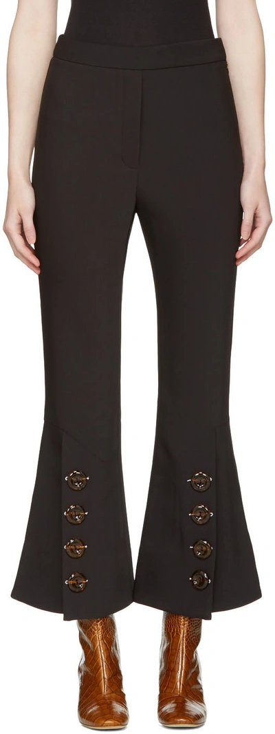 Ellery Fourth Element Button-embellished Crepe De Chine Flared Pants In Black & Tortoise