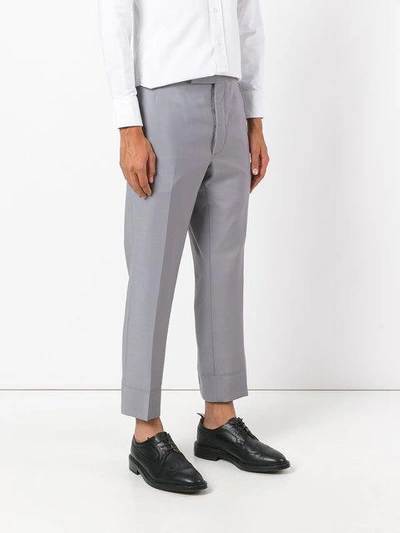 Shop Thom Browne Cropped Tailored Trousers In Grey