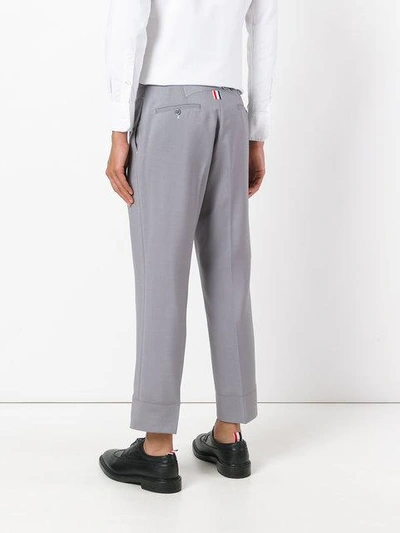 Shop Thom Browne Cropped Tailored Trousers In Grey