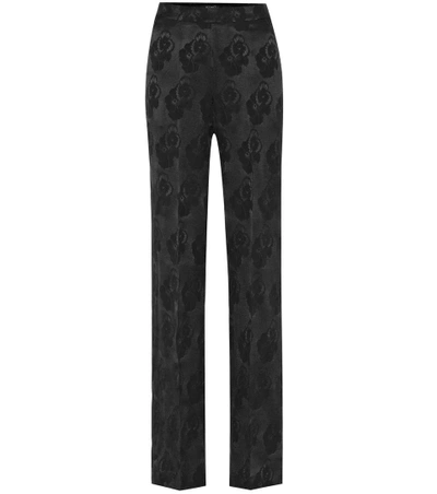 Etro Silk Jacquard Pants In Black