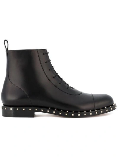 Shop Valentino Garavani Soul Rockstud Boots In Black