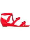 ALEXANDRE BIRMAN 'GIANNA' LOW WEDGE SANDALS,绒面皮100%