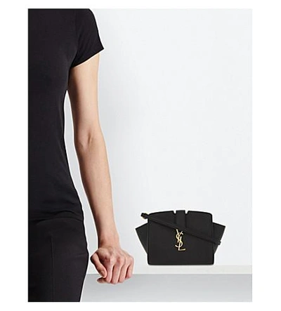 Shop Saint Laurent Monogram Toy Cabas Leather Cross-body Bag In Black