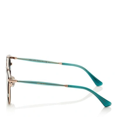 Shop Jimmy Choo Raffy Havana And Green Round Framed Sunglasses In E24 Light Grey