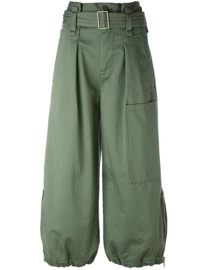 Shop Marc Jacobs Belted Cargo Culotte Trousers In Green
