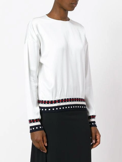 Shop Victoria Beckham Ribbed Knitted Detail Blouse