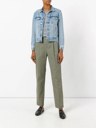 Shop Apc Pleated Trousers In Green