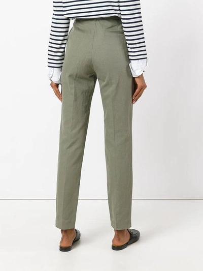 Shop Apc Pleated Trousers In Green