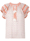 ULLA JOHNSON tassel detail printed blouse,DRYCLEANONLY