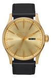 NIXON The Sentry Leather Strap Watch, 42mm