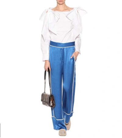 Shop By Malene Birger Raniyah Satin Trousers In Blue