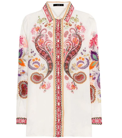 Etro Paisley-print Sheer Blouse, White Pattern In Multicoloured