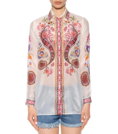 Shop Etro Printed Silk And Cotton Shirt In Multicoloured