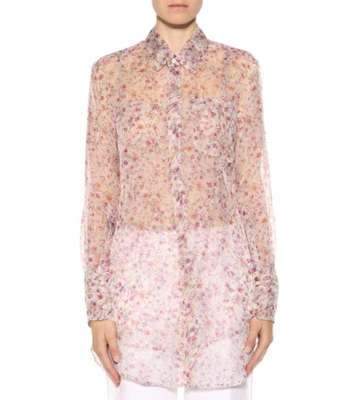 Shop Calvin Klein Collection Printed Silk Top In Llush Rose