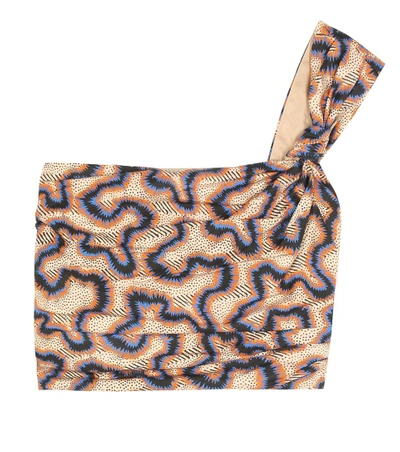 Isabel Marant Lilia One-shoulder Crop Top, Neutral Pattern In Multicoloured