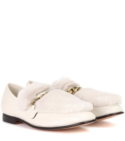 Boyy Loafur Fur-trimmed Leather Loafers In White