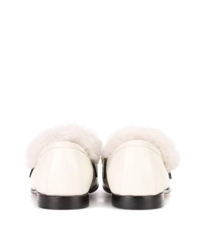 Shop Boyy Loafur Fur-trimmed Leather Loafers In White