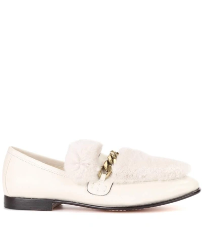 Shop Boyy Loafur Fur-trimmed Leather Loafers In White