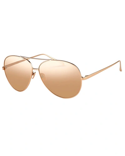 Linda Farrow Mirrored Aviator Sunglasses, Rose-tone Metal, Rose Gold