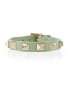 VALENTINO GARAVANI LEATHER ROCKSTUD SMALL BRACELET, LIGHT GREEN