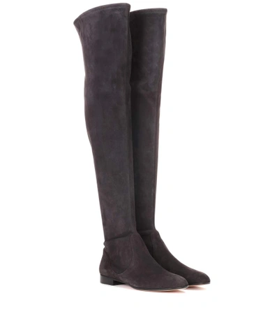 Shop Gianvito Rossi Suede Over-the-knee Boots In Lead