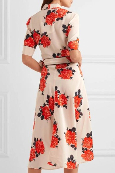Shop Ganni Harness Floral-print Silk Crepe De Chine Wrap Dress