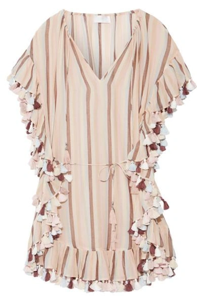 Zimmermann Jasper Tasseled Striped Cotton-voile Mini Dress | ModeSens