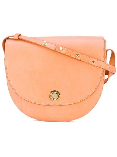 Shop Mansur Gavriel Saddle Bag In Nude & Neutrals