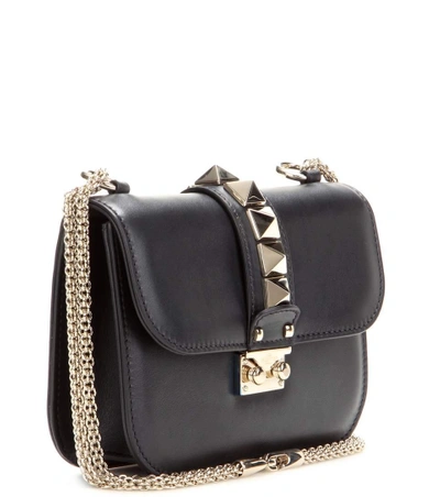 Shop Valentino Lock Small Leather Shoulder Bag In Black