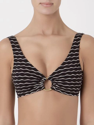 Shop Amir Slama Striped Bikini Top In Black