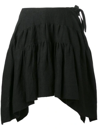 Shop Jw Anderson Curved Pleated Skirt - Black