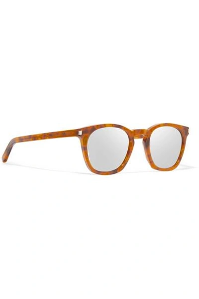 Shop Saint Laurent Cat-eye Acetate Mirrored Sunglasses