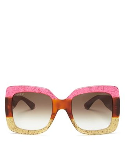 Shop Gucci Women's Oversized Square Sunglasses, 55mm In Fuchsia/gray Gradient