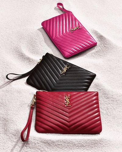 Saint Laurent Ysl Monogram Small Pouch In Smooth Leather In Black