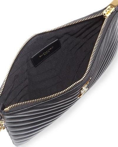 Saint Laurent Ysl Monogram Small Pouch In Smooth Leather In Black