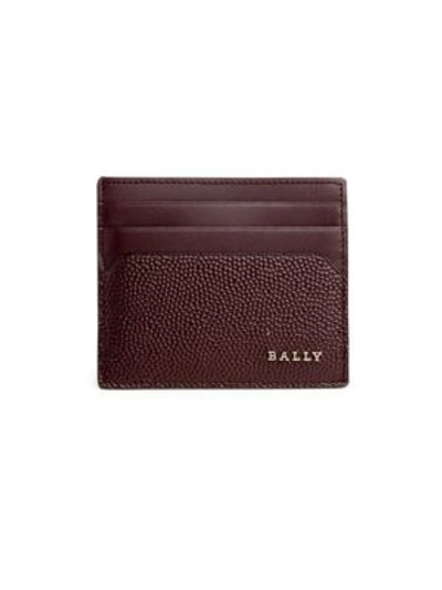 Bally Textured   Leather Card Case In Merlot