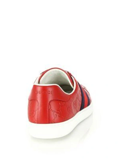Shop Gucci New Ace Low Top Leather Sneakers In White Plat